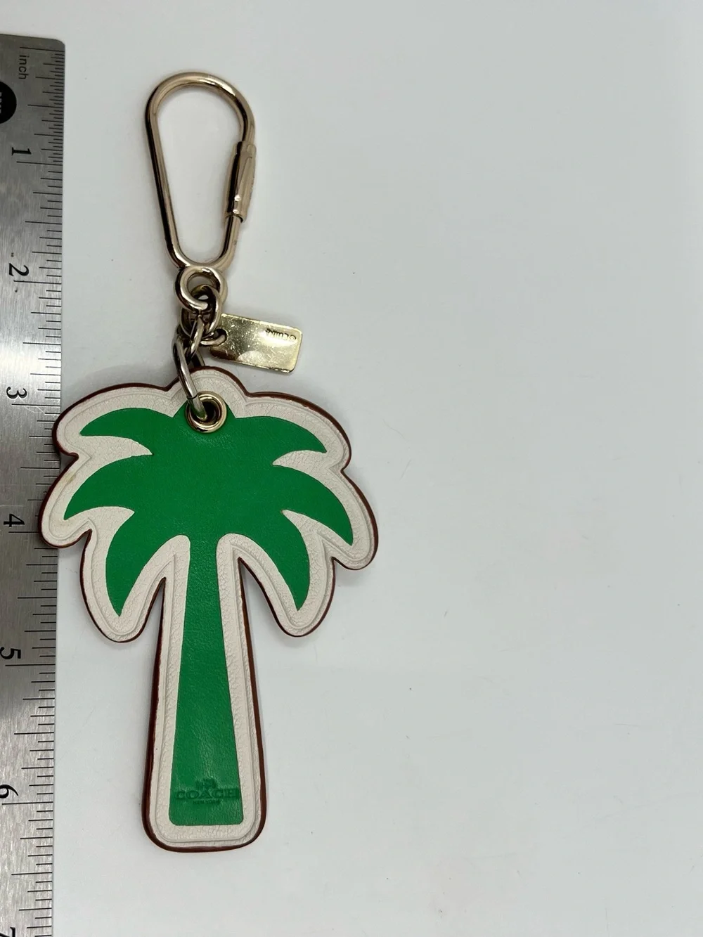 Coach Palm Tree Bag Charm Green Leather Style F65859